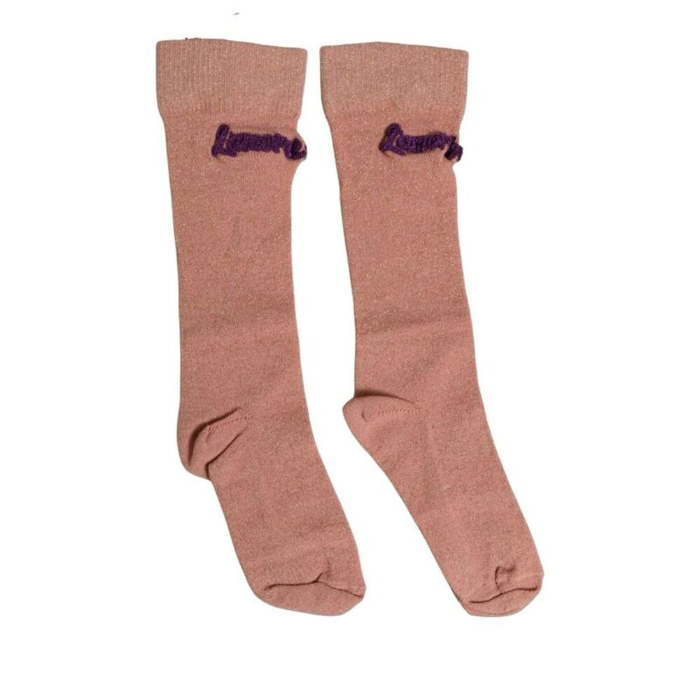 Dolce & Gabbana Dusty Pink Embroidered Mid Calf Accessory Women's Socks